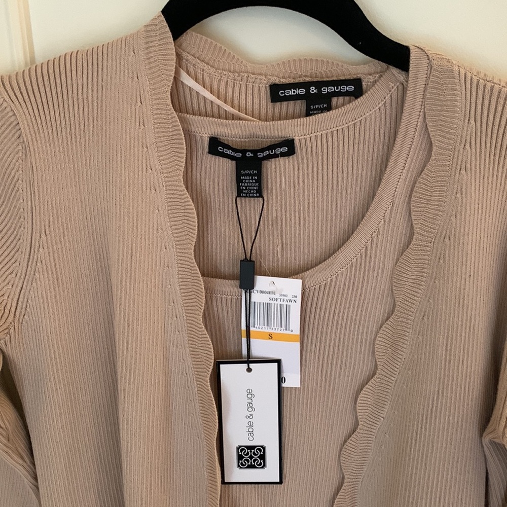Cable and gauge two piece set soft fawn shirt and jacket size s NWT - Picture 2 of 10